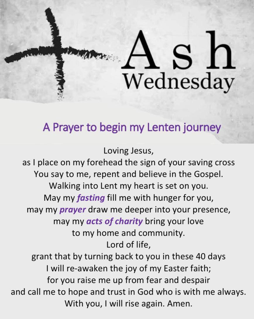 A prayer to begin our Lenten Journey/Ash Wednesday for Families ...