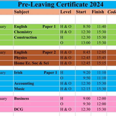 LC Pre Timetable